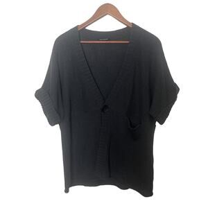 Luisa Cerano Women’s Size 14 Black Cotton Blend Short Sleeve Knit Cardigan